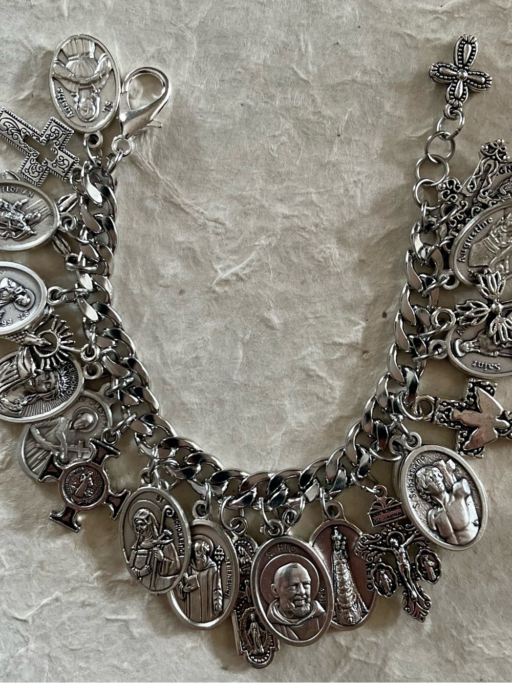 CHARM BRACELET Italian Roman Saints Catholic Medals Patron Saints - Picture 10 of 12
